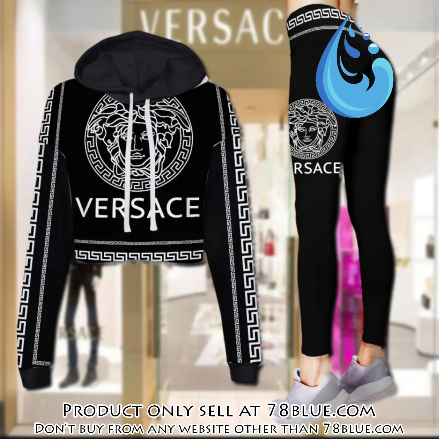 Versace medusa white logo luxury brand clothes leggings and crop top set for women 78b0521908